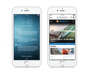Aperçu de l'écran de verrouillage et du navigateur in-app