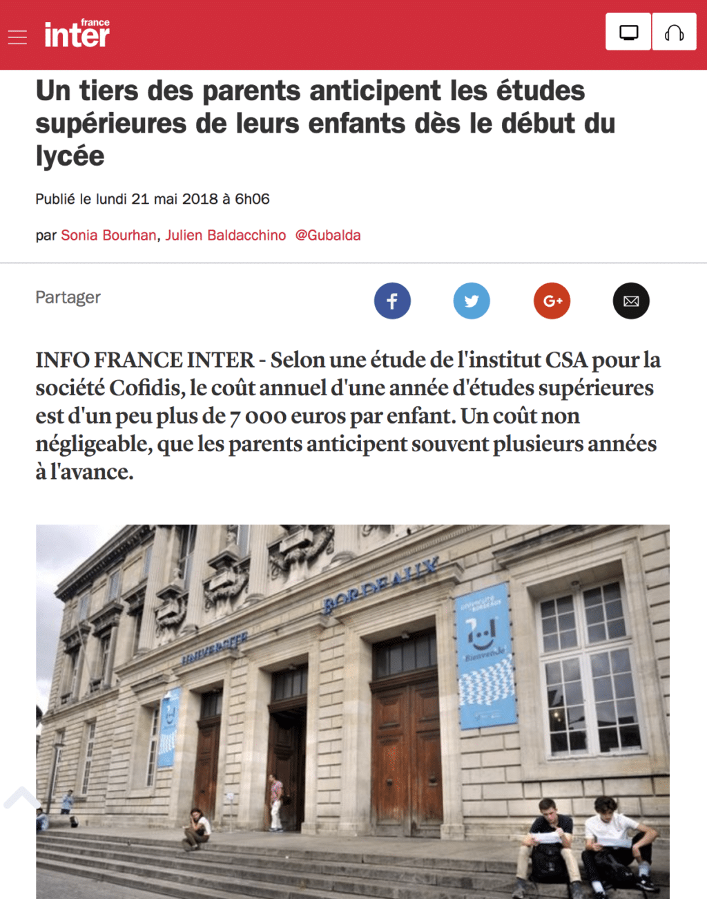 Etude Cofidis chez France Inter